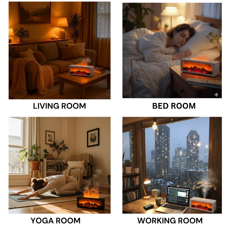 AmberGlow – Flame Mist Diffuser for Cozy Nights