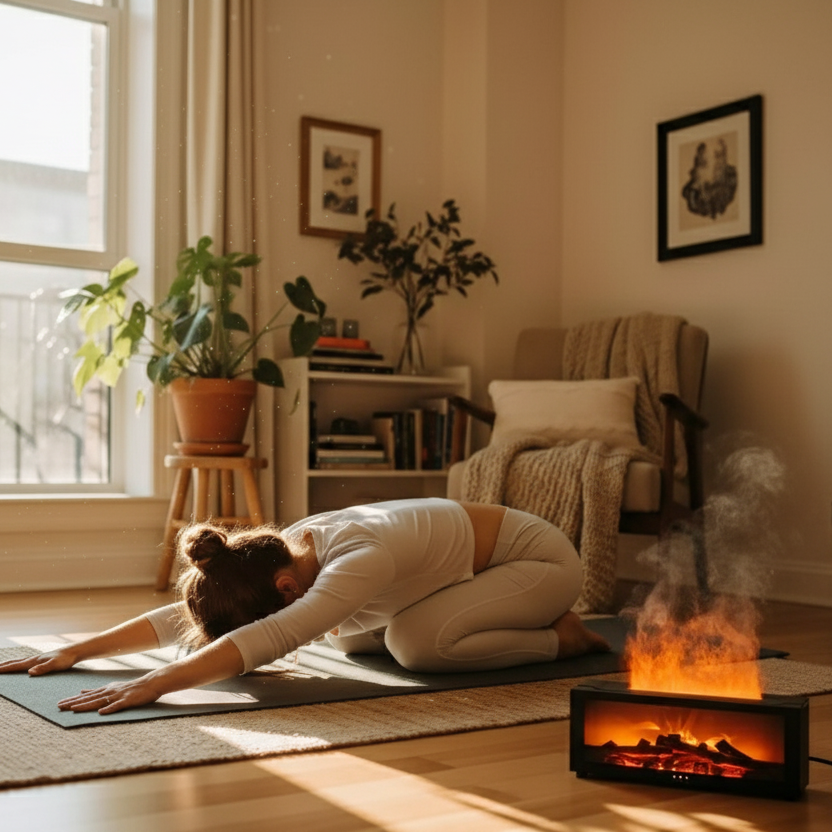 AmberGlow – Flame Mist Diffuser for Cozy Nights